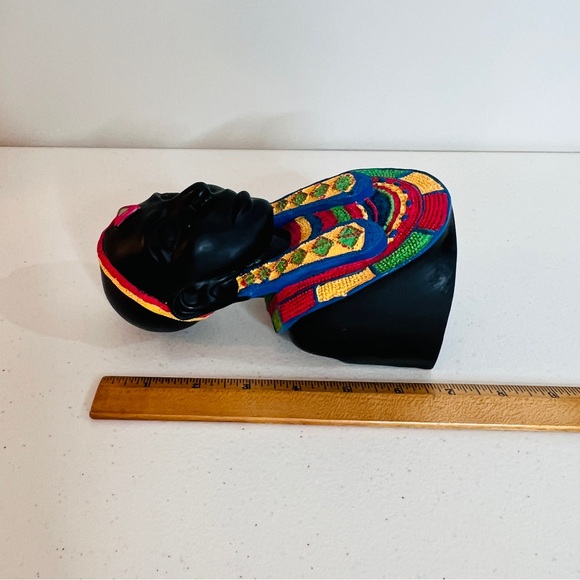 Maasai Tribal Hand Painted One Bookend African Woman Bust Sculpture 6.5" - Picture 8 of 12